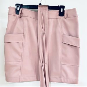 NWT Kendall + Kylie Vegan Leather Pink Belted Skirt Size Large